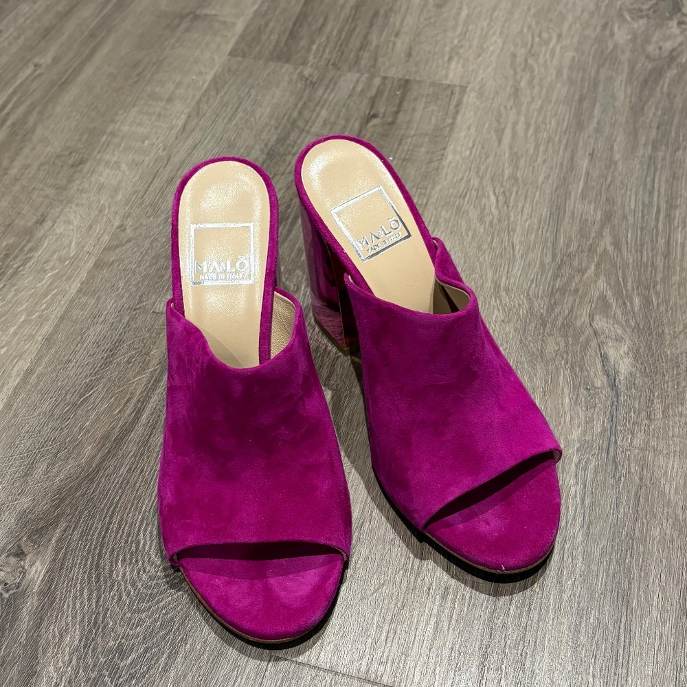 Like New Made In Italia Fuchsia Heeled Mules - Size 37